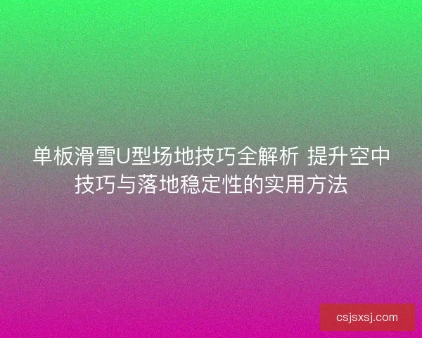 单板滑雪U型场地技巧全解析 提升空中技巧与落地稳定性的实用方法